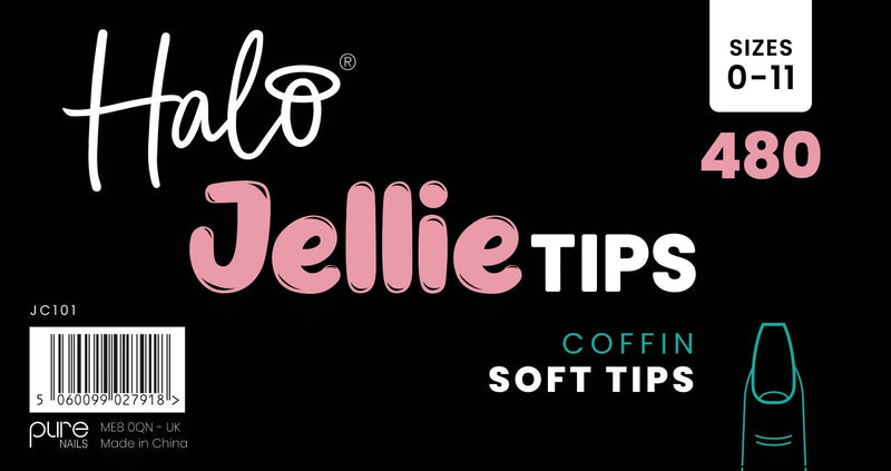 Halo Jellie   Tips Coffin, Sizes 6, 50Pk