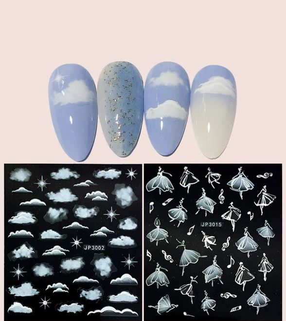 Nail Art Stickers 2Pk - Clouds